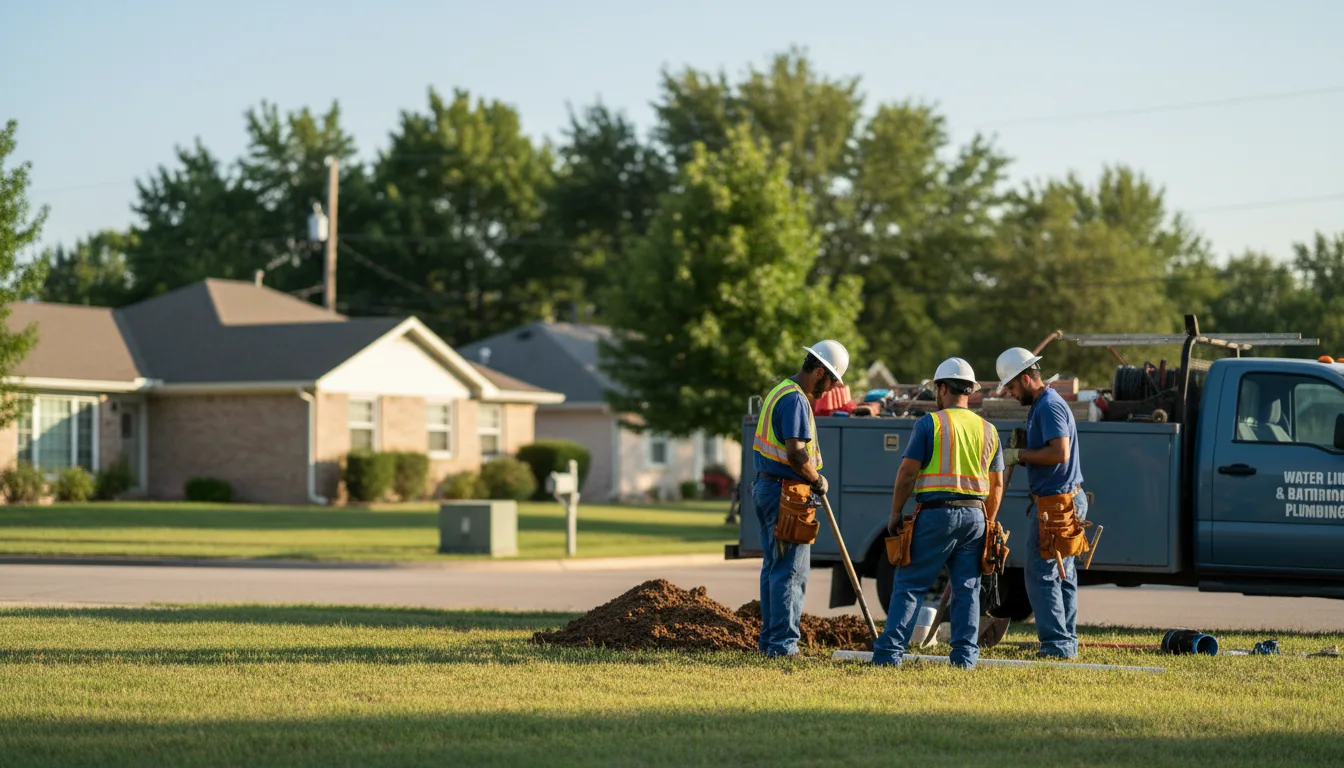 Residential water line and bathroom plumbing service in Cement, OK